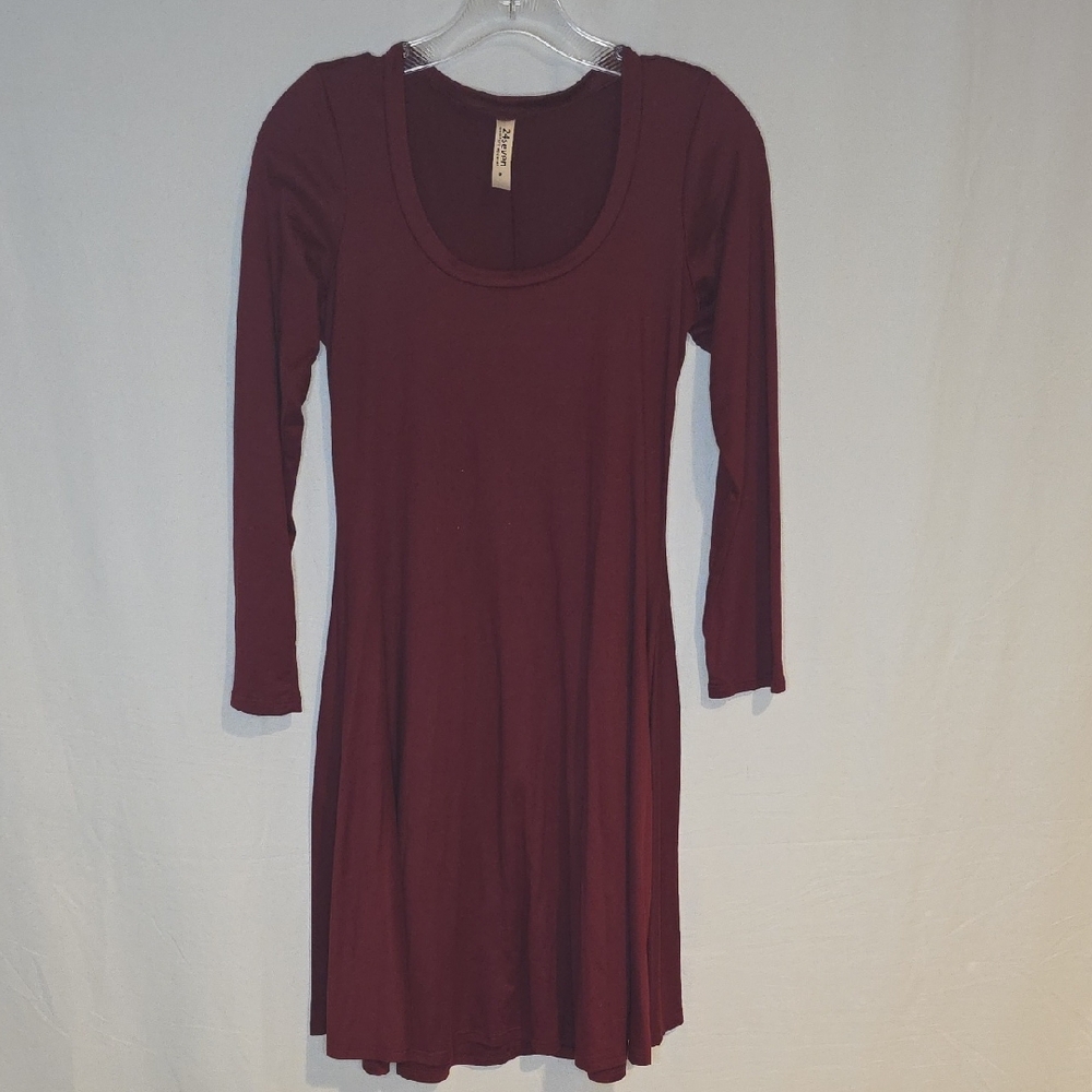 Comfortable Long Sleeve Burgundy Dress